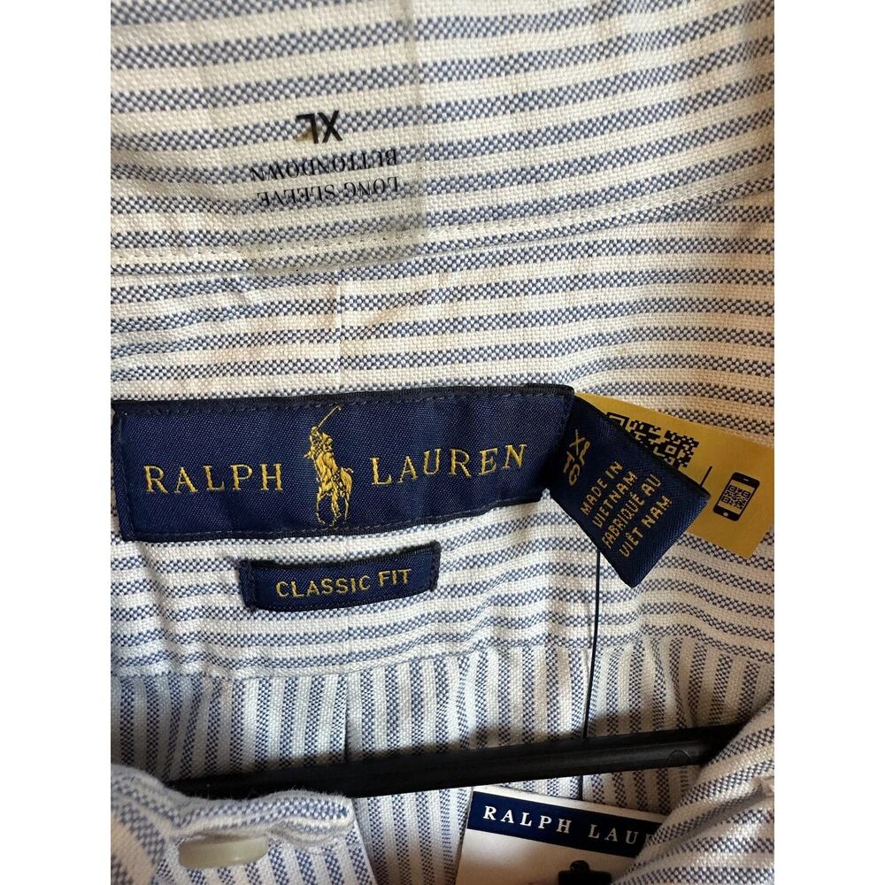 NWT Ralph Lauren Oxford Blue/white Classic Button Down Polo Long Sleeve $98 XL - Picture 4 of 10